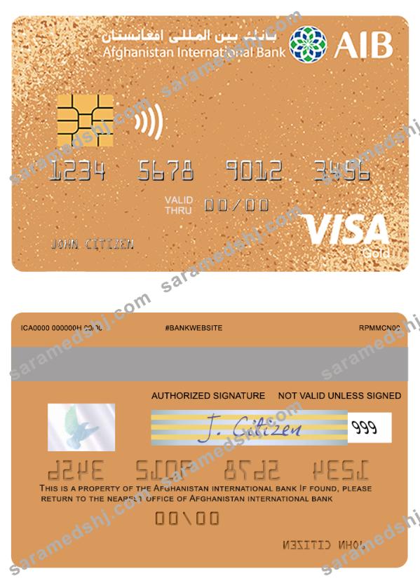 Afghanistan international bank visa gold prepaid card